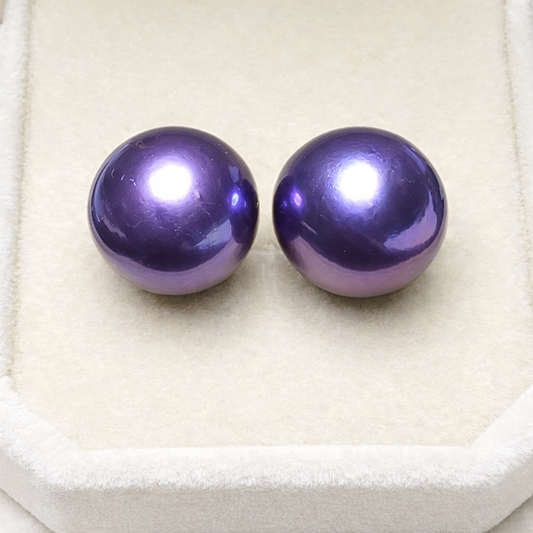 13mm Purple Edison Pearl Earrings in 18K Gold