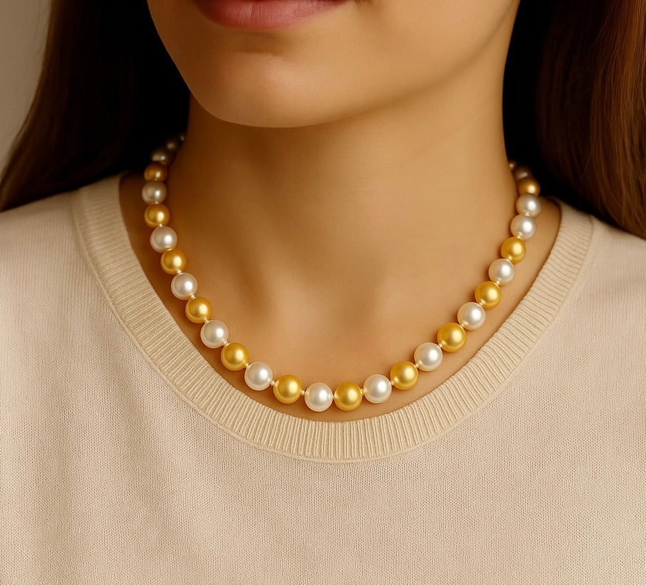 South Sea Golden Pearl Necklace 7.5-8.5mm